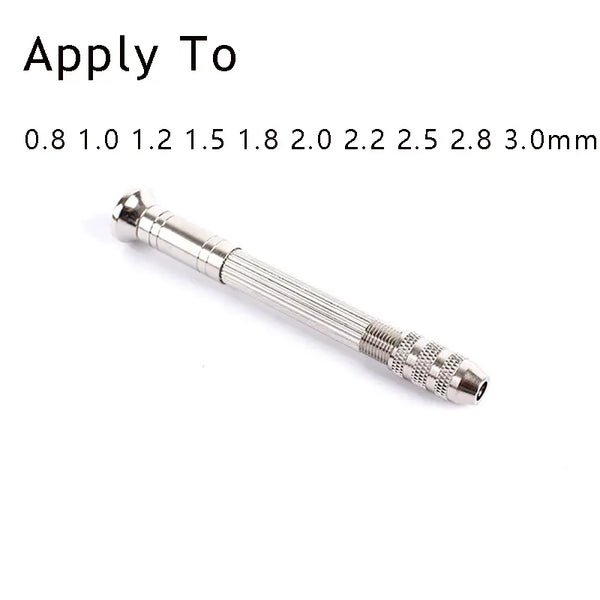 Hand Drill with 8 drill bits - silver/black