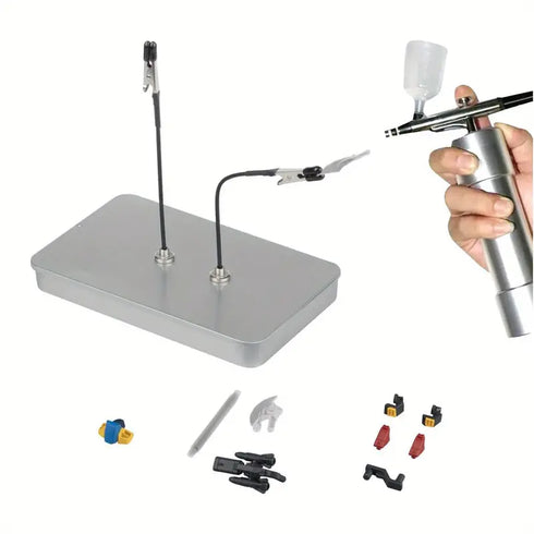 10-Piece Flexible Magnetic Alligator Clip Set with Base for Model Painting