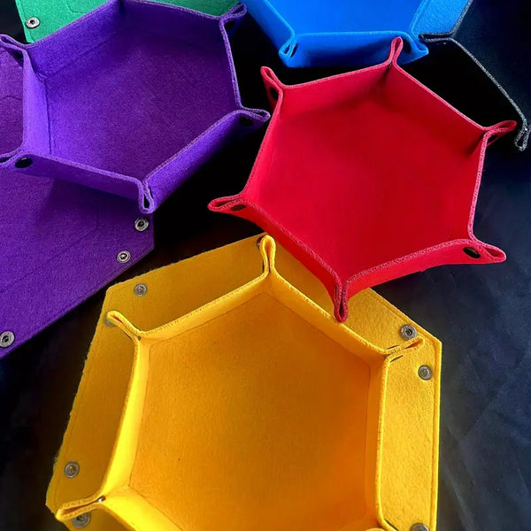 Hexagon Felt Fabric Dice Tray