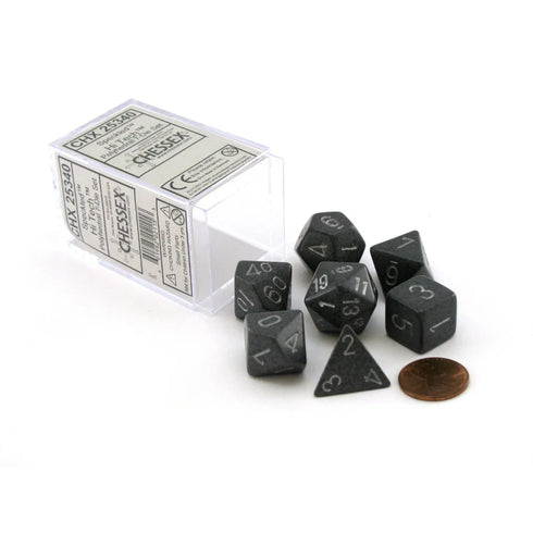 Chessex Speckled Hi-Tech Polyhedral 7-Die Dice Set (Grey/Black & White)