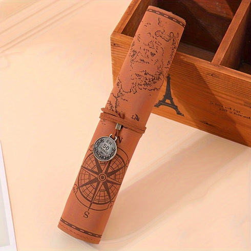 Vintage PU Leather Roll-up Treasure Map Design Organizer - Pack of 1