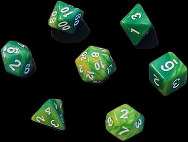 7x Mix 16mm Dice - Aussie Green