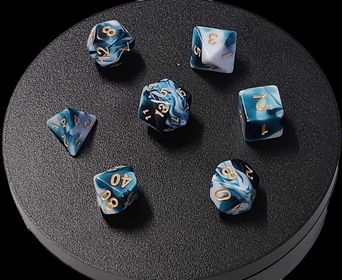 7x Mix 16mm Dice - Ocean Marble