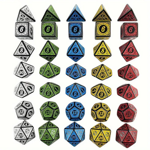 7pcs Set of RPG Celtic Pattern Dice 16mm - Various