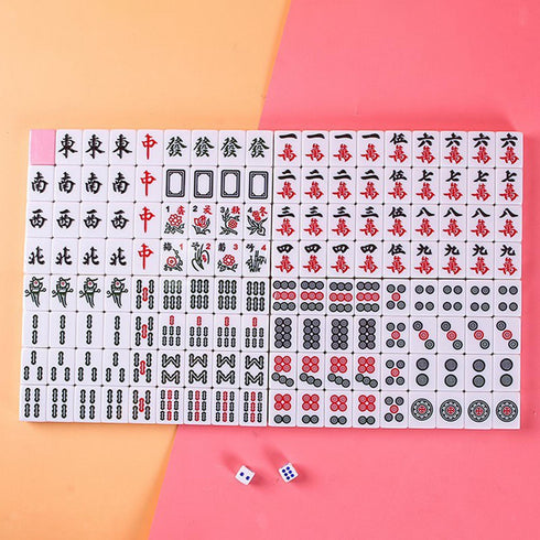 Mini Mahjong Set with Carrying bag, Pink Tiles. Travel set.