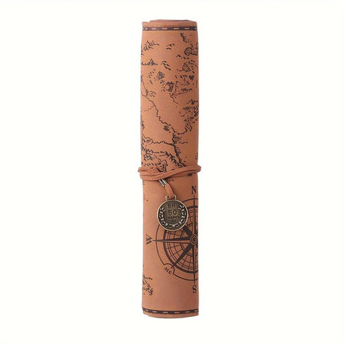 Vintage PU Leather Roll-up Treasure Map Design Organizer - Pack of 1