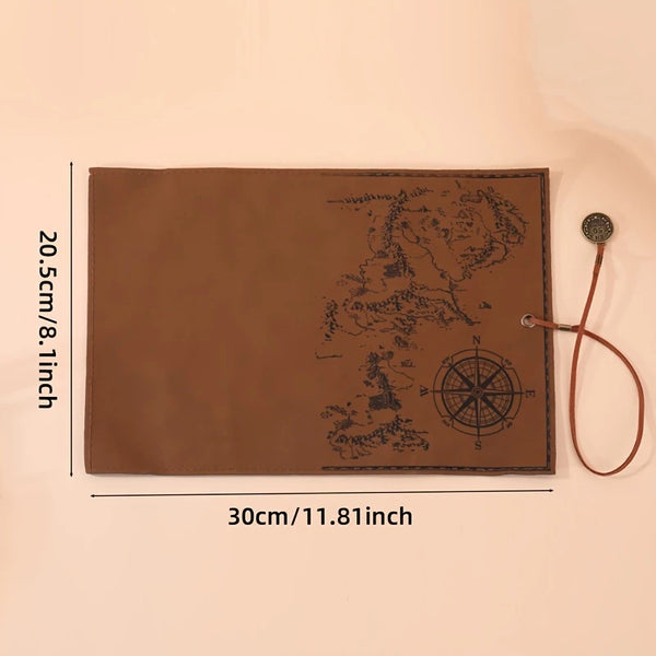 Vintage PU Leather Roll-up Treasure Map Design Organizer - Pack of 1