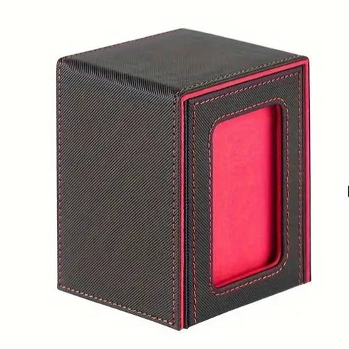 Premium Card Storage Box with Display Window - Holds 120+ Cards, Magnetic Closure, Faux Leather Case for Trading Cards