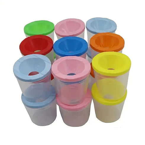 1pc Plastic Painting Brush Washing Cup Pot & Lid: Various