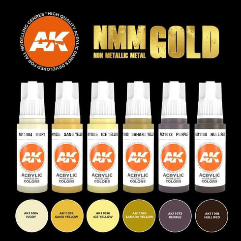 AK Interactive Non Metallic Metal: Gold Acrylic Paint Set 3rd Generation