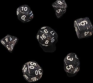 7x Mix 16mm Dice - Cosmic Black