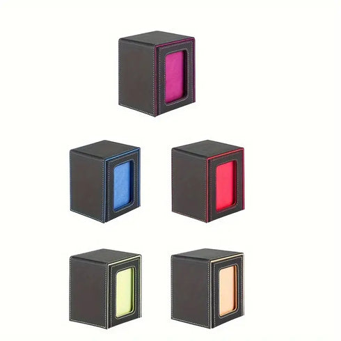Premium Card Storage Box with Display Window - Holds 120+ Cards, Magnetic Closure, Faux Leather Case for Trading Cards