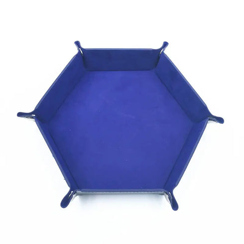 1pc/Dice Tray Hexagonal Dice Rolling Rack Folding PU Leather Dice Tray - blue