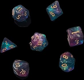 7x Mix 16mm Dice - Dragon egg w/ Dragon Tin