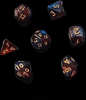 7x Mix 16mm Dice - Cosmic glitter A w/leather pouch