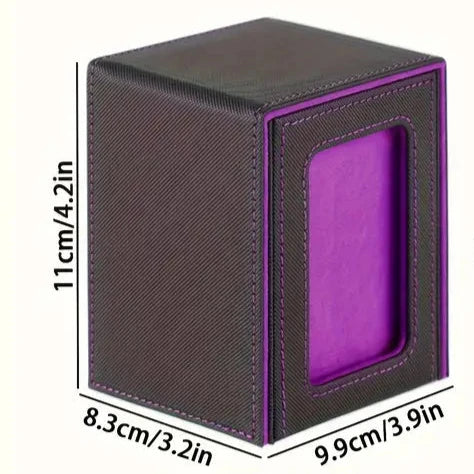 Premium Card Storage Box with Display Window - Holds 120+ Cards, Magnetic Closure, Faux Leather Case for Trading Cards