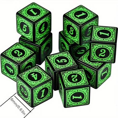 10pcs Set of D6 Celtic Pattern Dice 16mm - Various
