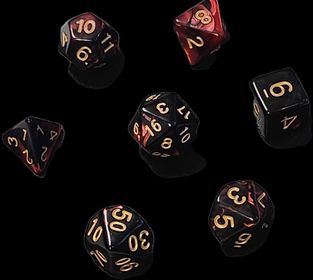 7x Mix 16mm Dice - Flame Forged (Bronze plate )