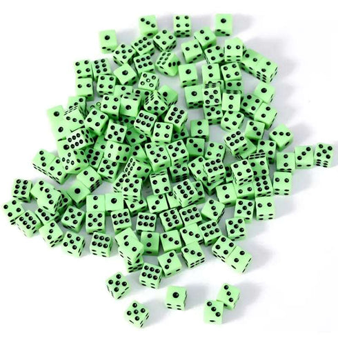 36pcs 8mm Colour Plastic green Mini Six-sided