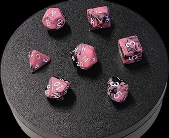 7x Mix 16mm Dice - Corrupted Pink