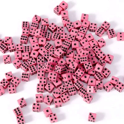 36pcs 8mm Colour Plastic pink mini Six-sided