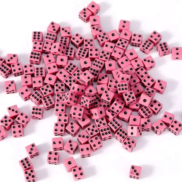 36pcs 8mm Colour Plastic pink mini Six-sided