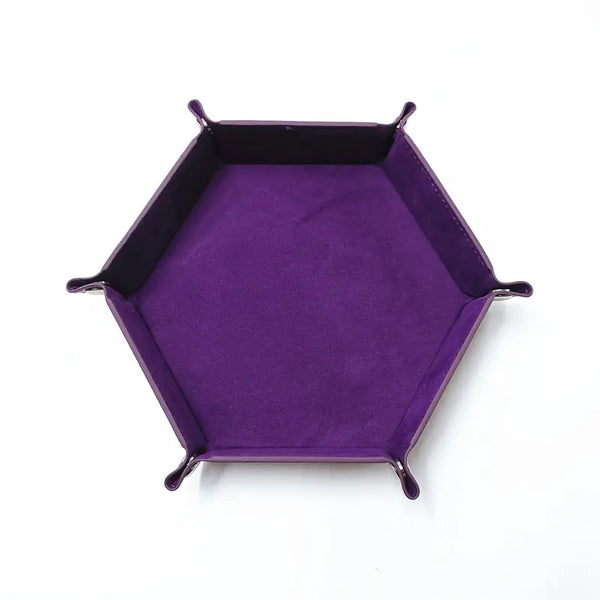 1pc/Dice Tray Hexagonal Dice Rolling Rack Folding PU Leather Dice Tray - purple