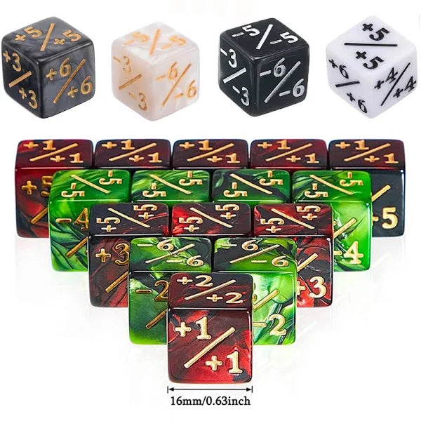 Dice Tokens for Magic The Gathering, MTG Dice, -1/-1 counter, +1/+1 counter (8pack)