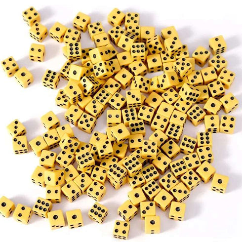 36pcs 8mm Colour Plastic yellow mini Six-sided