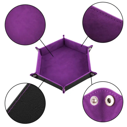 1pc/Dice Tray Hexagonal Dice Rolling Rack Folding PU Leather Dice Tray - pink