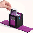 Premium Card Storage Box with Display Window - Holds 120+ Cards, Magnetic Closure, Faux Leather Case for Trading Cards