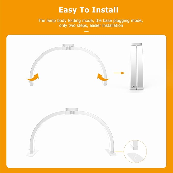 F-700A  29Inch Half Moon Light for Desk, 4700LM 38W Foldable Table Lamp with 3 Color for Painting