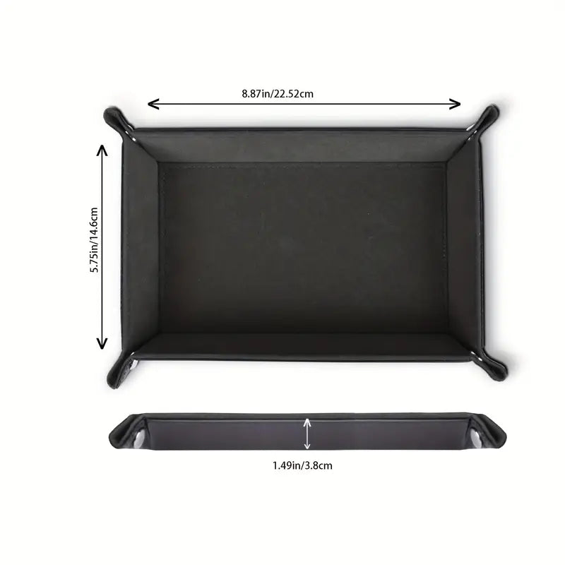 Rectangular Game Folding Dice Tray Rectangle, -Black