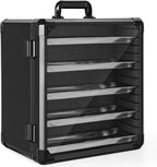 Miniatures Storage Case, Miniatures Carry Case with Aluminium Alloy Frame, miniatures Transport case with 6 Metal Trays, Lockable Box for Collectibles (Medium)