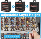 Miniatures Storage Case, Miniatures Carry Case with Aluminium Alloy Frame, miniatures Transport case with 6 Metal Trays, Lockable Box for Collectibles (Medium)