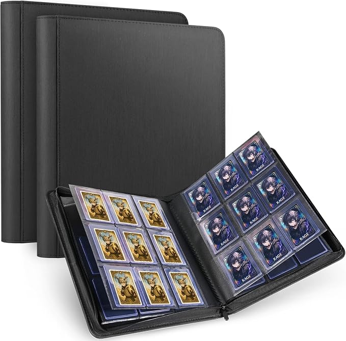 Top Loader Binder 324 Capacity with 9-Pocket Pages, PU Leather Card Binder Storage for 3 x 4'' Top loaders Trading Cards