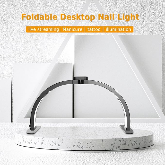 F-700A  29Inch Half Moon Light for Desk, 4700LM 38W Foldable Table Lamp with 3 Color for Painting