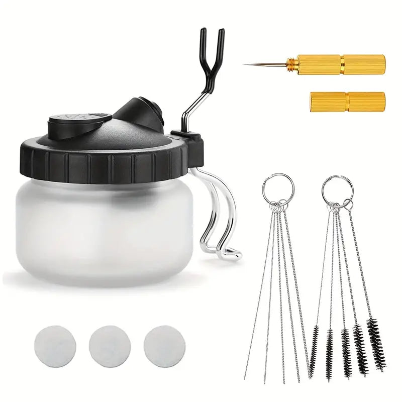 Airbrush Cleaning Kit Glass Cleaning Pot With Holder