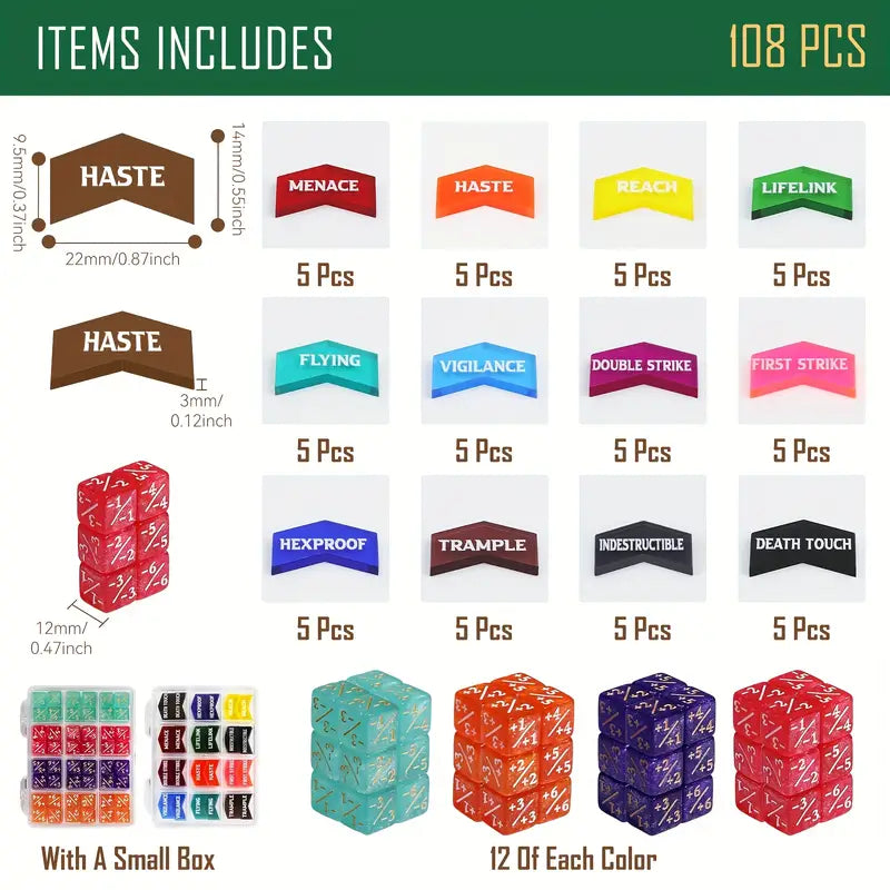 Counters for Magic: The Gathering, TCG, and Card Games Accessories, Game Counter Tokens |  Dice Set, [Random selection]