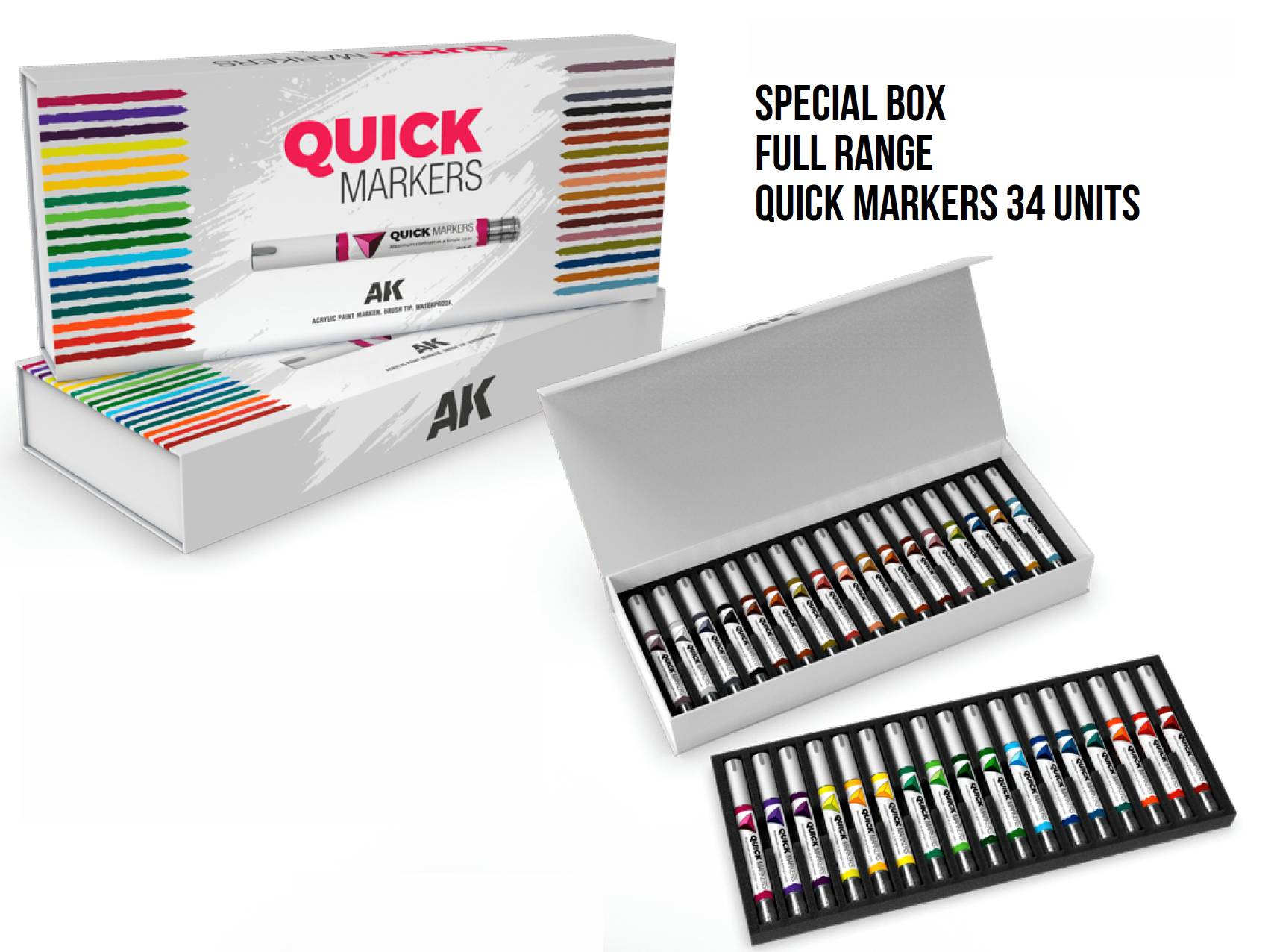 AK-Interactive: 3Gen: Special Box Full Range Quick Markers 34 Units