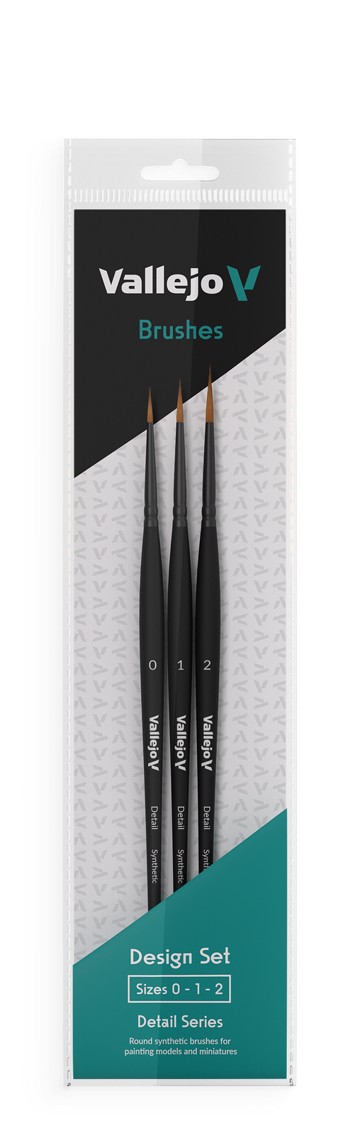 Vallejo - Brushes - Detail Design Set - Synthetic fibers (Sizes 0, 1 & 2)