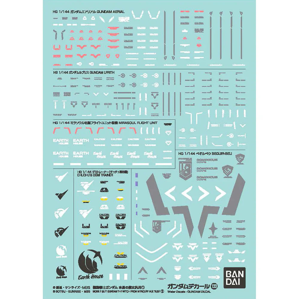 GUNDAM DECAL 133 MOBILE SUIT GUNDAM THE WITCH FROM MERCURY MULTIUSE