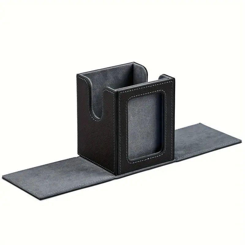 Premium Card Storage Box with Display Window - Holds 120+ Cards, Magnetic Closure, Faux Leather Case for Trading Cards