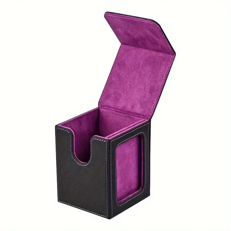 Premium Card Storage Box with Display Window - Holds 120+ Cards, Magnetic Closure, Faux Leather Case for Trading Cards