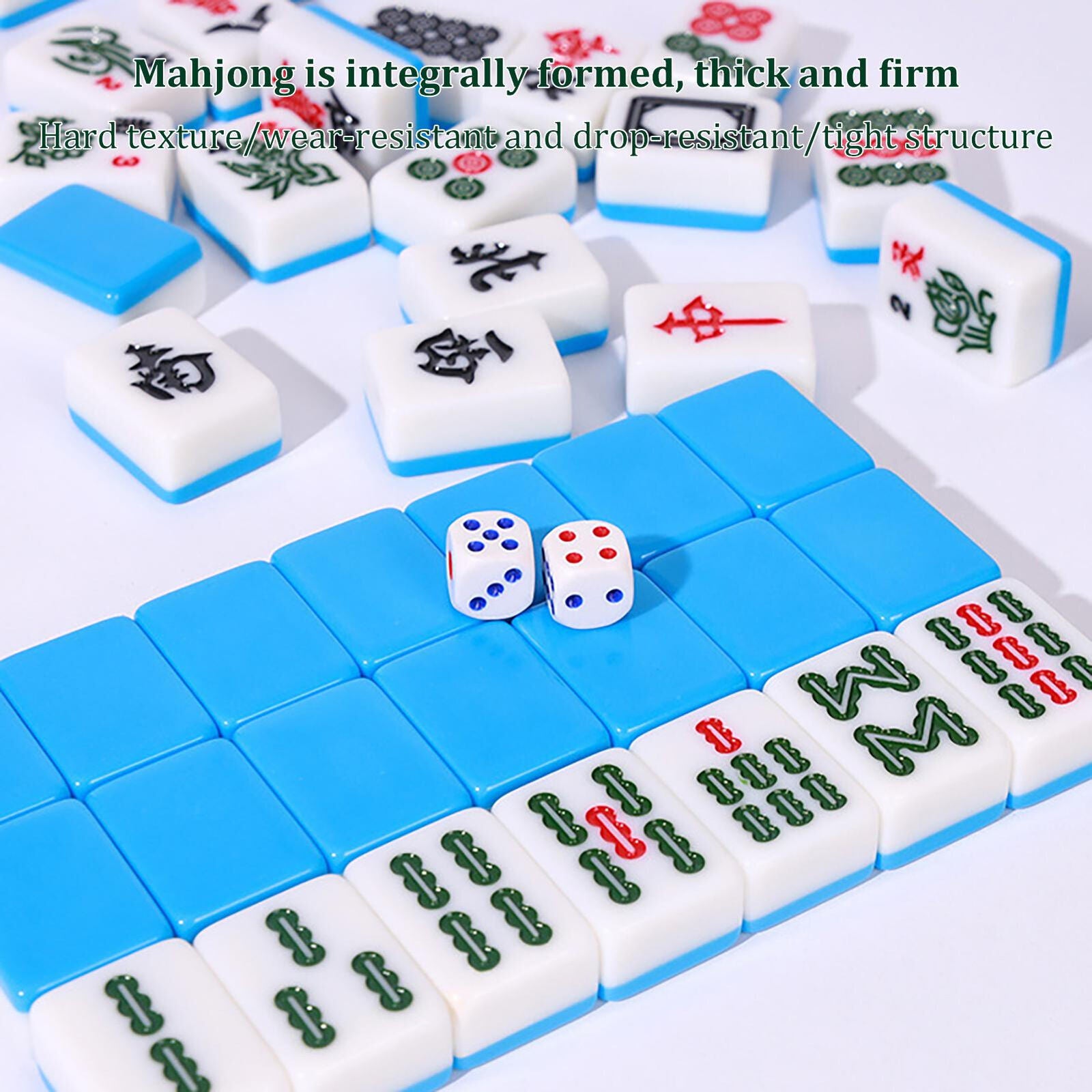 Mini Mahjong Set (Polar Bear) with Carrying bag, Blue Tiles. Travel set