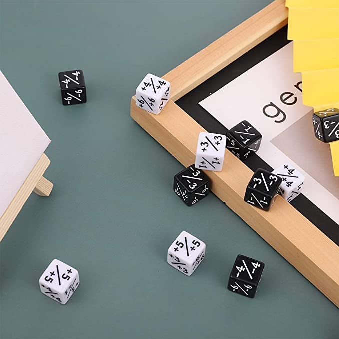 Dice Tokens for Magic The Gathering, MTG Dice, -1/-1 counter, +1/+1 counter (8pack)