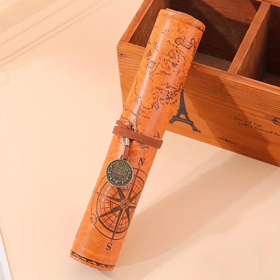 Vintage PU Leather Roll-up Treasure Map Design Organizer - Pack of 1
