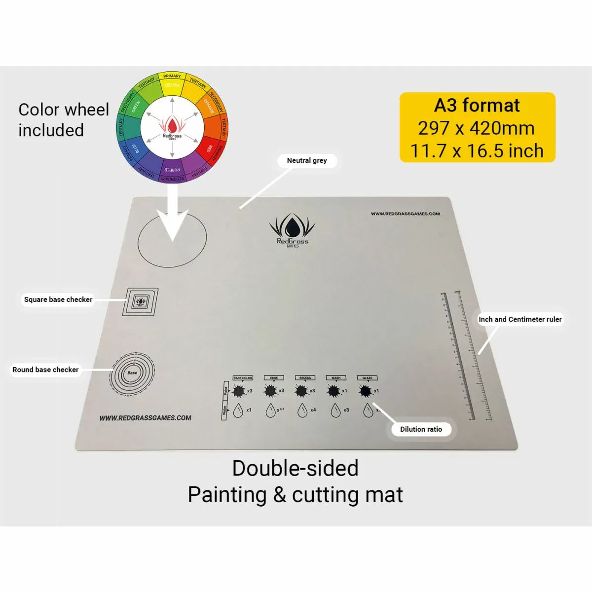 Painting Mat A3 –Red grass -Cut Resistant