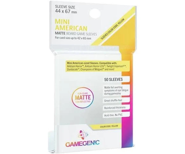 Game Genic Mini American Sized Matte Board Sleeves 44 Mm X 67 50 per Pack Multicolour